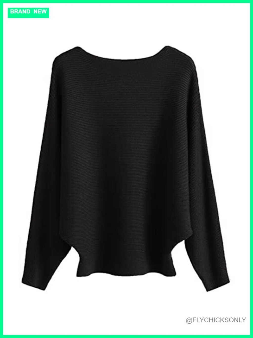 MAKARTHY Women's Striped Batwing Sleeve Knitted Dolman Pullover Sweater
